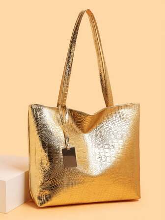 女士时尚鳄鱼压纹手提包，容量大，时尚耐用，适合日常使用