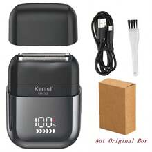 Kemei KM-T82 男士迷你电动剃须刀，便携设计，IPX7 防水，全新液晶显示屏往复式电动剃须刀，专业电动剃须刀，便携式电动剃须刀，男士旅行剃须刀，干湿两用电动剃须刀，男士剃须刀礼品