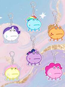 1 件创意个性化可爱趣味亚克力钥匙扣小马可爱趣味青蛙亚克力钥匙扣人物暮光闪闪、彩虹破折号萍琪派小蝶包饰汽车钥匙扣适用于钥匙学校文具包装饰礼物送给朋友家人同事全年派对回礼婚礼礼物生日礼物毕业礼物。汽车配件哥特 Y2K