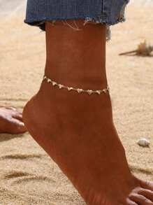 1pc Stainless Steel Heart Shaped Anklet, Waterproof, Low Allergy, Sensitive Women's Beach Daily Wear Jewelry, Holiday Gift