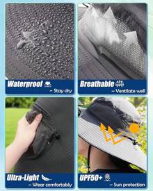 Sombrero de pesca con ventilador solar para hombres, sombrero de ala ancha con doble ventilador, sombrero cubo con ventilador, 3 velocidades y 90° de inclinación