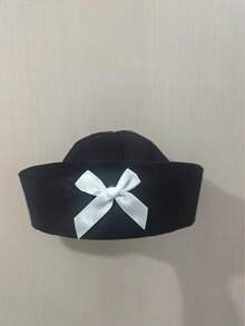 1pc Bow Sweet Cute Folding Brim Hat, Versatile Korean Style Beret Hat, Summer - Multicolor - View 5
