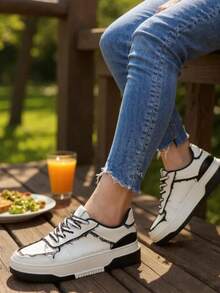 StellaMeli BEAUTIFUL WOMEN'S SHOES IN PU AND JEANS FINISHING WITH TWO-TONE LACES 4.5CM SOLE - Black - View 1