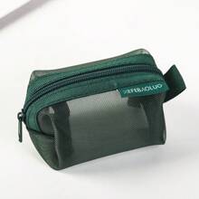 1 portofel pentru monede din plasă pătrată 3D în stil retro, portofel mini pentru chei, husă pentru căști, geantă din nailon pentru monede, geantă transparentă de depozitare, geantă de mână, geantă cosmetică, geantă pentru gadgeturi, strat exterior din plasă, poate conține diverse obiecte personale