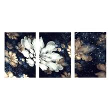 3 pièces Fleurs blanches modernes et élégantes en fleurs, art abstrait de fleurs, affiches murales sur canevas, impression haute définition avec cadre en option, décoration murale pour le salon et la chambre à coucher