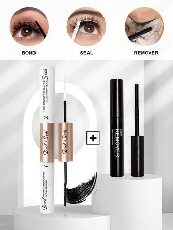 Asiteo 套装包含：5毫升睫毛胶水+5毫升定型液；以及5毫升睫毛卸除液。睫毛胶水、睫毛刷、单根睫毛专用胶水，适用于DIY睫毛嫁接，持久耐用，另附睫毛胶水卸除液。