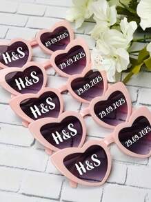 Lunettes à la mode personnalisées en forme de cœur avec texte/logo personnalisé - Accessoires de fête dégradés rose et violet, idéales pour les mariages, anniversaires et cérémonies de remise de diplômes - Cadeaux créatifs pour elle, petite amie, maman, amis, jolies lunettes, cérémonies de remise de diplômes, lunettes à la mode, plastique durable, lunettes originales, organisateurs d'événements, petits cadeaux de mariage, designs intéressants, montures légères, lunettes amusantes, cadeaux pour mamans