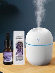 2 件/套白色便携式 Y 型香薰加湿器喷雾器，（香薰扩散器+香薰油），220ml USB 10ML 各种香味香薰油，适用于室内、家庭、酒店、浴室除臭、香薰、空气清新剂，香味持久，茉莉花/薰衣草香薰油