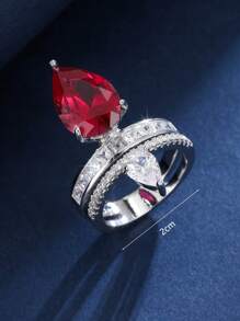 1pc High-End Creative Cubic Zirconia Teardrop Design Women Ring