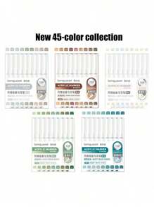 Languo Ensemble de 9 couleurs de stylos marqueurs acryliques liquides directs, têtes souples à grande capacité, simples, de couleurs macaron, gris, marron, colorés, noirs, pour remplir les livres de coloriage, peinture étudiante, personnages de bandes dessinées, couleurs imperméables pour papier, art DIY, graffitis, peinture sur pierres, verre, céramique, métal, disponible en 126 couleurs
