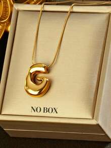 1 件时尚不对称 3D 粗字母吊坠项链，18K 镀金不锈钢，女士新款时尚不对称字母珠宝配饰 - 金黃色 - 查看 20