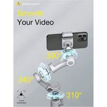 Professional Gimbal Stabilizer For Smartphone W Wireless Charging OLED Display LED Light Focus Wheel 3Axis Phone Gimbal Stabilizer For IPhone 15 14 13 12 Pro Max Xs Galaxy S23 Smart X Pro - Grey - View 8
