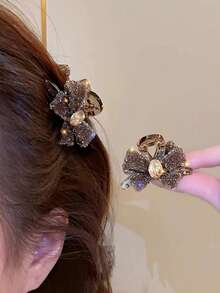 1/2 chiếc kẹp tóc nơ đính đá kiểu dáng sang trọng, phụ kiện tóc thiết kế tinh tế dành cho nữ, phù hợp để sử dụng hàng ngày, đi chơi, làm quà tặng, kẹp tóc mùa hè đi biển, kẹp tóc du lịch. - Nhiều màu - Xem 2