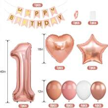 25 Stücke Kinder Metallische Zahlen, Stern, Herz-förmige Folienballons Set, Kleinkind Geburtstags Party Deko Girlande