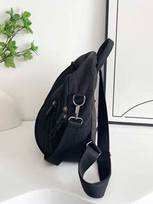 New Large Capacity Commuter Travel Backpack & Shoulder Bag, Fashionable Hand Carry Tote Bag, Unisex, School Style - Black - View 7