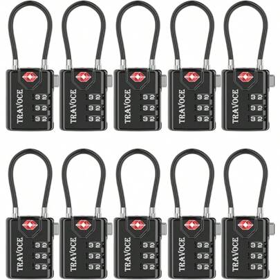 Search Alert TSA Approved Travel Combination Luggage Cable Locks For Suitcase, Gym Locker,Toolbox,Backpack 1,2,4,6 10 Pk