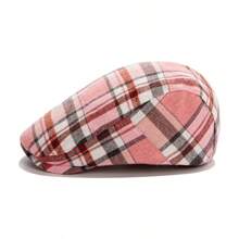 1pc Classic Plaid Beret Cap For Men, Casual Newsboy Hat Vintage British Style, Spring/Summer
