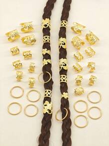 40pcs/Set Mixed Shapes Dreadlock Hair Ties, Suitable For Braiding Hairstyles, Adjustable Hair Bands For All Seasons