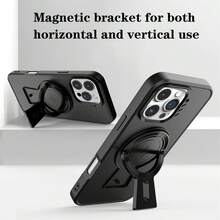 1PC Black Tennis Racket Shaped 360° Rotatable Magnetic Adjustable Horizontal/Vertical Phone Stand, Micro Matte Skin-Friendly TPU Material, Slim Design, Anti-Slip, Anti-Dust, Sweat-Proof, Full Body Protection, Unisex Multifunctional Phone Case Compatible With Iphone 16Pro/16ProMax/16Plus/16/15Pro/15ProMax/15Plus/15/14Pro/14ProMax/14Plus/14/13Pro/13ProMax/13/12Pro/12ProMax/12/11ProMax/11/11Pro Waterproof Shockproof Anti-Fall Scratch Resistant - Black - View 3