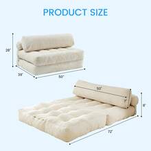 Folding Sofa Bed, Convertible Sleeper Chair With Pillow & Back Support, Portable Fold Out Chair Bed, Comfy Floor Sofa Lounge, Lazy Sofa For Dorm/Living Room/Office/Apartment - 米色 - 查看 3