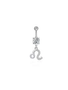 1 bucată culoare argintie culoare auriu-roz douăsprezece constelații zirconia sexy lung inel pentru buric piercing din oțel chirurgical femei inel pentru buric