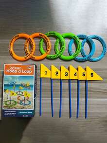 10 件户外沙滩运动投掷圈，PVC 材质，草坪游戏器械，投掷圈游戏，与家人和朋友分享快乐和互动娱乐，适用于公园、海滩、后院、露营 - 彩色 - 查看 10