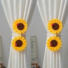 Pacote com 2 prendedores de cortina de girassol sem perfuração, fivelas de cortina modernas e simples, prendedores de cortina para quarto, sala de estar, decoração de casa