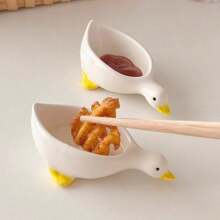 1pc Swan Shaped Ceramic Sauce Dish For Seasoning, Sauce, Oil, Vinegar, Mustard, Salad, Hot Pot Dipping,Kitchen,Christmas Gift