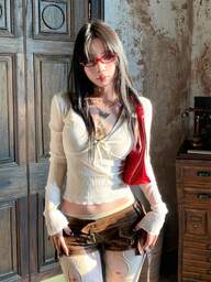 复古设计 V 领蝴蝶结蕾丝衬衫，腰部收紧修身休闲长袖 T 恤上衣，纹理透明性感初秋约会之夜