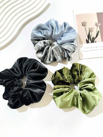 1 件女士优雅柔软天鹅绒/缎面超大发圈，适合马尾辫、发髻、日常休闲穿着，百搭配饰，波西米亚风格，发圈，发饰，发圈
