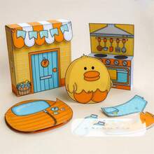 可爱小鸭化妆腮红儿童主题可换衣服安静书玩具，智力与手工 DIY 游戏，适合父母和孩子 - 多色 - 查看 9