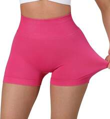 Seamless High Waisted Booty Shorts For Workout - 3" Rosa cereza - Ver 4