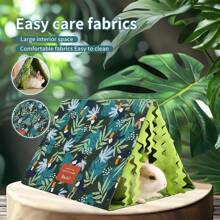 ITANDME Meerschweinchen Versteck, Hamsterhaus ohne Montage - Doppelseitiges Franse Design Kleintierhaus Tunnel leicht zu reinigen, Kleintier Bett für Igel, Ratte