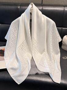 1pc Women Simple Geometric Print Shiny Scarf, Elegant Shawl/Hijab/Head Wrap For All Season Sun Protection