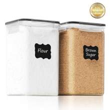 THELIFE Set de 3 tarros de almacenamiento de alimentos herméticos de extra grande, de 5.2L, cajas de almacenamiento de cocina para azúcar, pasta, harina, granos, arroz, color negro. Apropiado para escenas del hogar