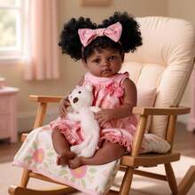 Muñecas realistas de bebé renacidas negras - Niña AMA - Muñeca realista de cuerpo blando de 20 pulgadas hecha a mano de la vida real Muñecas negras para bebés pequeños con ropa y juguete de regalo para niños mayores de 3 años Bebés realistas, Baby Alive, Bebé renacido, Juguete para niños, Realista, Muñecas realistas, Juguetes, Juguetes de muñeca - Rosa Oxidada - Ver 2