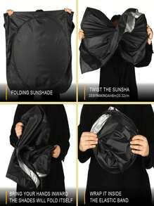 واقي شمس قابل للطي للزجاج الأمامي للسيارة - يوفر حماية كاملة من الأشعة فوق البنفسجية للداخلية، يأتي مع حقيبة تخزين، مظلة للمرايا، إكسسوارات للسيارات