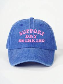 1pc Women "Support Day Drinking" Embroidered Washed Baseball Cap, Adjustable Sun Protection Casual Hat Suitable For Valentine's Day, Spring/Autumn Travel, Fashionable & Versatile, Youth Y2K Style Sun Hat,Summer,Beach - Baseball Cap - View 20