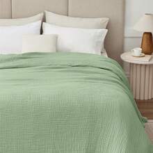 Large 50 X 70% Cotton Muslin 6-Layer Breathable Lightweight Throw Blanket Bed And Couch, Soft Quilt Bedspread, All-Season Gauze Blanket Adults, Lavender - 08 - 鼠尾草綠 - 查看 4