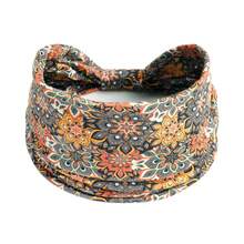 1条波西米亚风印花发带，花朵图案，弹性宽发带，适合女性跑步或运动，可作头巾、吸汗带、秋冬季发带、发饰，适合女性度假装扮，优雅围巾，柔软头巾，夏季穿搭。 - 珊瑚橙 - 查看 11