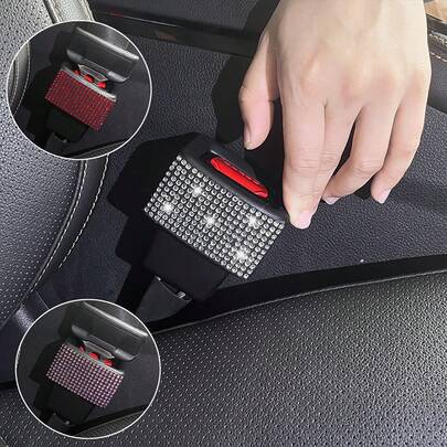 2pcs Car Seat Belt Buckle Cover, Shiny Rhinestone, Car Safety Belt Clip, Anti-Scratch, Anti-Wear, Car Interior Accessories Decoration For Women