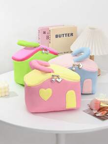 1 件 Macron 彩色化妆包带手柄时尚盥洗包独特设计方形化妆品收纳包可爱房子形状化妆包化妆刷护肤品收纳包适用于旅行必需品邮轮必需品宿舍必需品、婚礼伴娘礼物、妈妈礼物、生日礼物、送给朋友和老师的礼物、家居装饰、浴室客厅卧室装饰、浴室收纳、珠宝收纳、唇油收纳、指甲油收纳