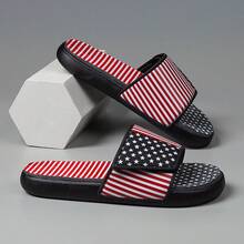 Summer Men's Non-Slip Sports Slippers, Casual, Flag Pattern - 黑色 - 查看 3