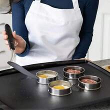 2pcs Stainless Steel Double Crumpet Rings, Round Cake Cookies Egg Burger Baking Mold - Silver - View 4