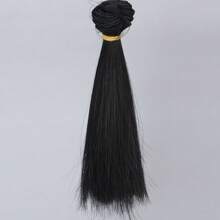 1pc Solid Color Straight Doll Wig, High Temperature Fiber DIY BJD Style Wig, Short Hair Wig, Black/Multiple Colors, Horizontal Length 1m, Vertical Length 15cm
