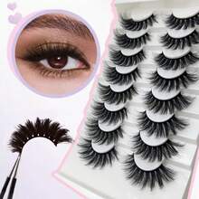 8对仿貂毛假睫毛，3D舒适假睫毛，条状假睫毛 - 黑色 - 查看 7