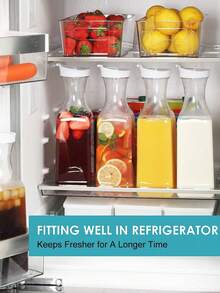 1个带盖塑料水瓶，耐热，大容量，透明果汁瓶，防滴果汁和牛奶容器，冷压果汁分配瓶，方形瓶 - 正方形 - 查看 2