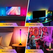 NBBUFF 2 Stücke LED Lichtleiste, RGB-IC LED Leuchten mit Fernbedienung und App-Steuerung, Desktop dekorative Stimmungsbeleuchtung, Musiksynchrone Stimmungsbeleuchtung, einstellbare Helligkeit, Farbe, Geschwindigkeit, USB betrieben für Schlafzimmer Nachttisch, E-Sport Zimmer, TV Hintergrundbeleuchtung, Tischlampe, Partybeleuchtung