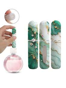 1/4 件大理石纹理图案化妆品瓶，5ml 旅行便携式底部香水灌装喷雾瓶，可重复使用的香水分配工具，多种图案可供选择，适用于男士和女士 - 彩色 - 查看 7