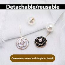 3/4/6/8/12颗山茶花图案服装胸前隐形纽扣，衬衫开衫领口夹扣纽扣 - 彩色 - 查看 11